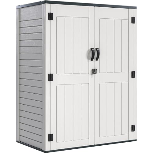 YITAHOME Outdoor Horizontal Storage Sheds w/o Shelf, Weather Resistant Resin Tool Shed, Multi-Opening Door for Storage of Bike, Trash Cans
