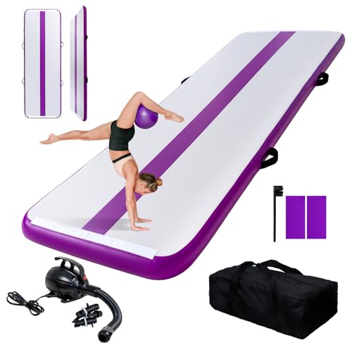 FEATH-R-LITE 10/13ft Inflatable Gymnastics Tumble Track Tumbling Mat 4in Thick Air Floor Tumble Track with Electric Pump for Cheer