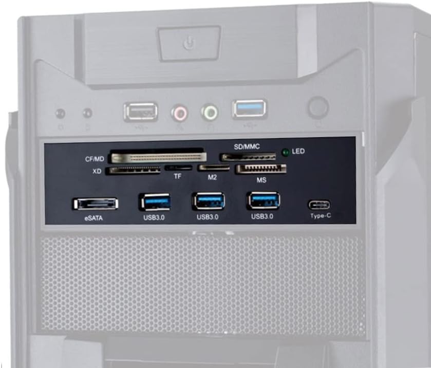 Diyeeni Internal Card Reader 5.25inches High Speed Front USB 3.0 Interface Multifunction Internal Card Reader Dashboard PC Front Panel