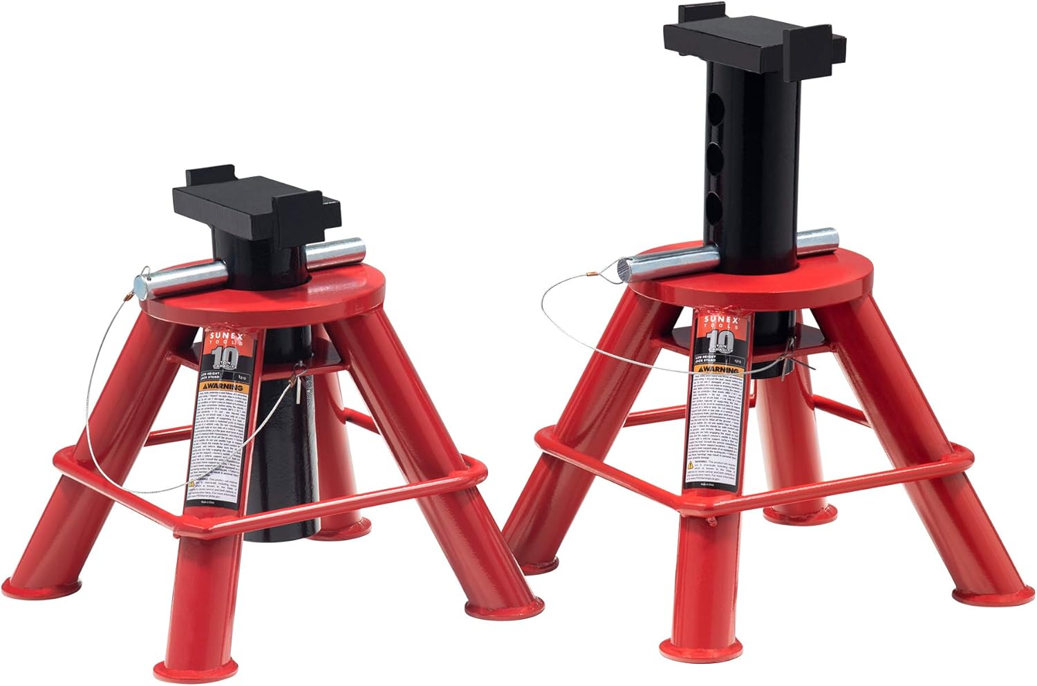Sunex 1410 10-Ton, High Height, Pin Type, Jack Stands, Pair