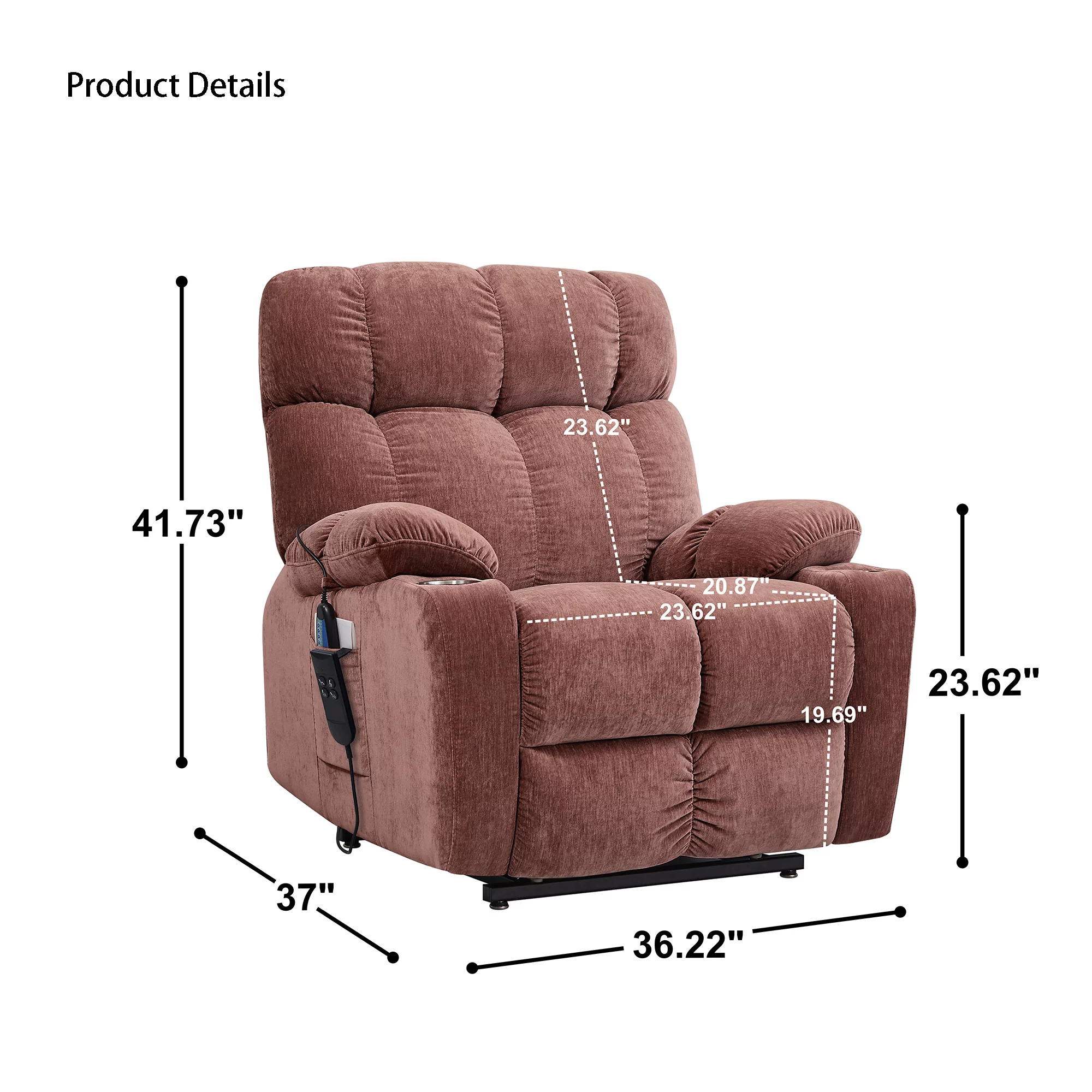JIELARHUA Dual OKIN Motor Power Lift Recliner Chair for Elderly Infinite Position Lay Flat 180° Recliner with Heat Massage