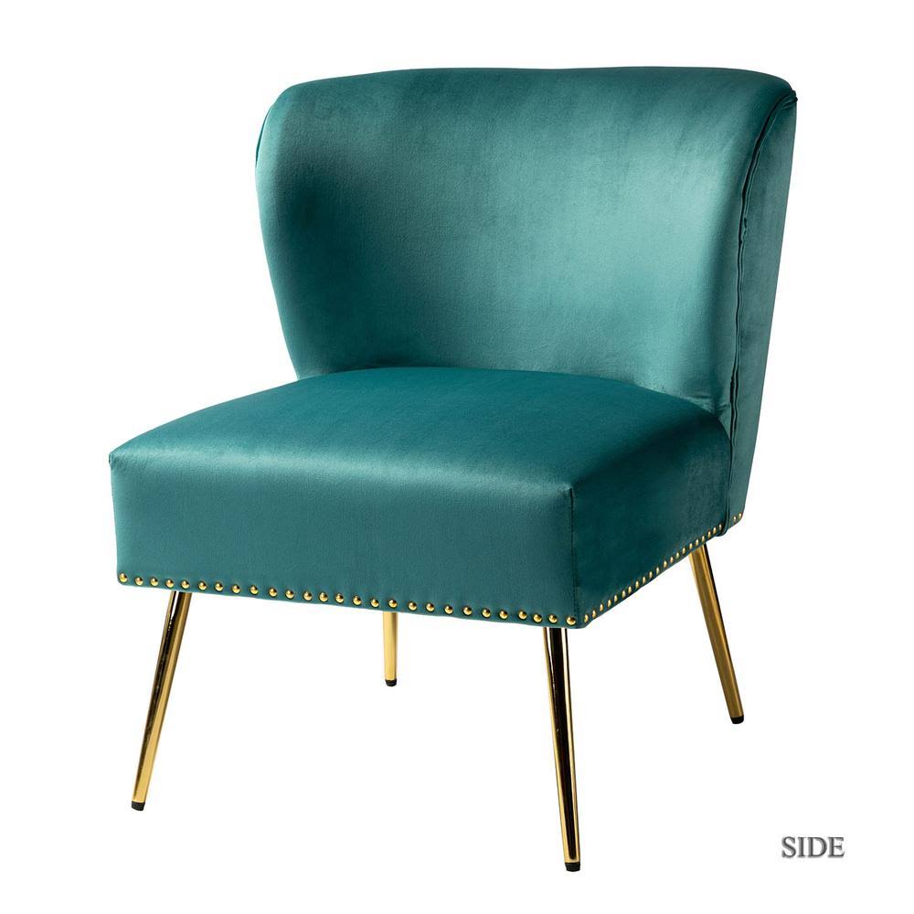 Jayden Creation Basilio Blue Accent Wingback Chair with Nailhead Trim