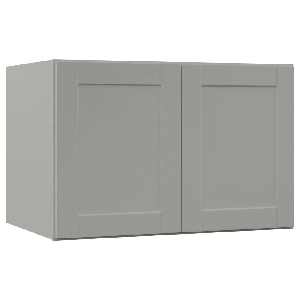 Hampton Bay Shaker Assembled 36x24x24 in. Above Refrigerator Deep Wall Bridge Kitchen Cabinet in Dove Gray
