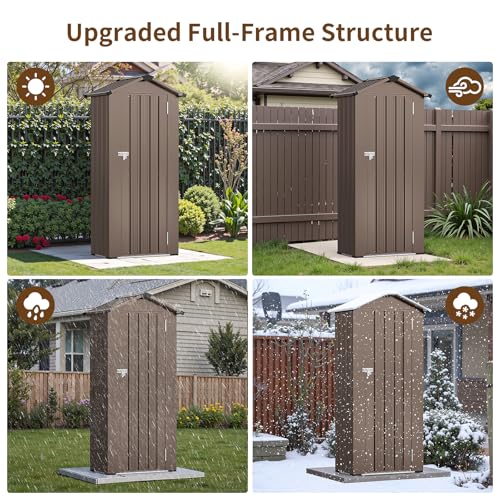 NicBex 6×5 Resin Outdoor Storage Shed with Floor & Window– All-Weather Lockable Small Tool Shed