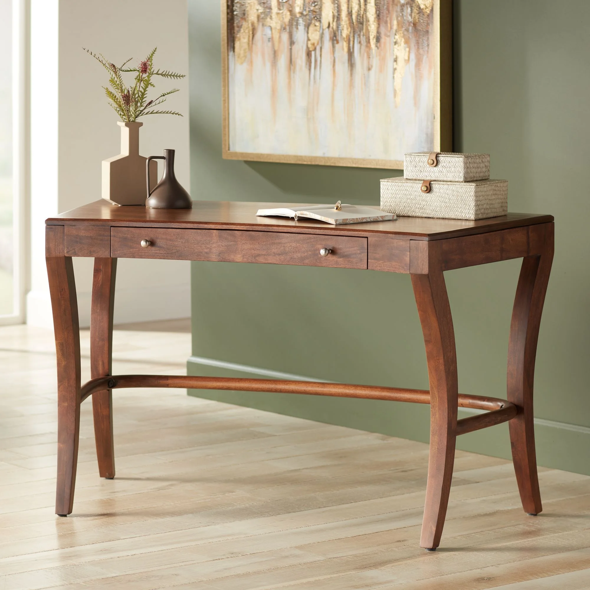 Coast to Coast Knoll 50" Wide Brown Sheesham Wood 1-Drawer Writing Desk