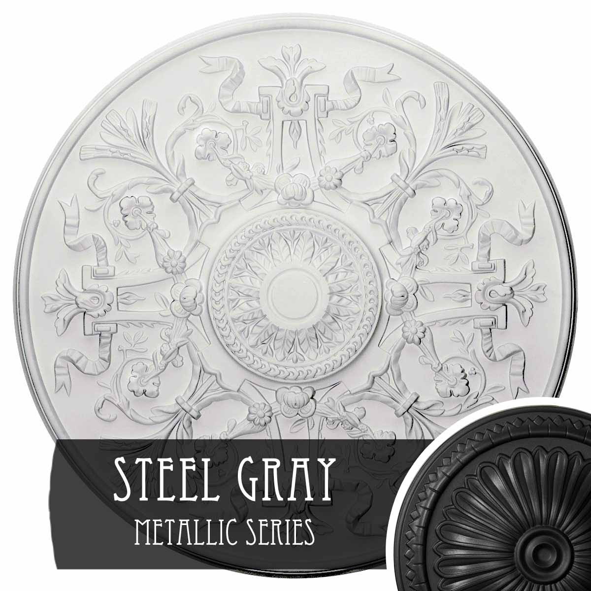 33x22OD x 1 3/4x22P Versailles Ceiling Medallion (Fits Canopies Up to 3 1/4x22) Ekena Millwork Finish: Steel Gray
