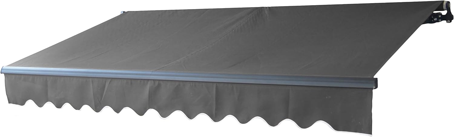 ALEKO Retractable 16x10 Feet Motorized Black Frame Patio Awning - 100% Polyester Canopy, Cover, Sun Shade, Shelter for Yard, Deck, Balcony
