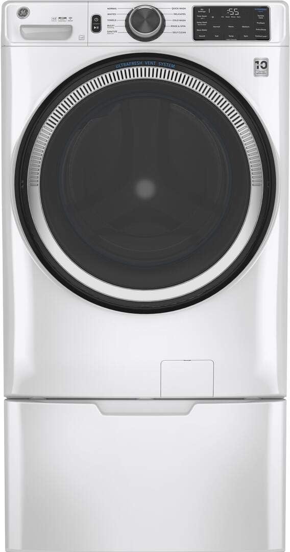 GE GFW550SSNWW 28" Front Load Washer with 4.8 cu. ft. Capacity UltraFresh Vent System with OdorBlock Microban Antimicrobial Technology and Built-in