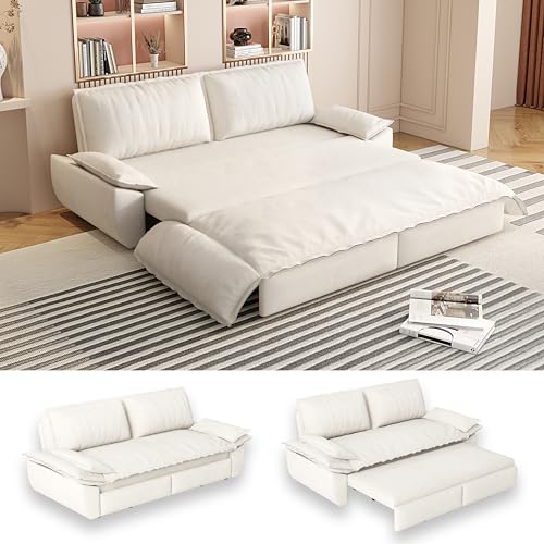 70.1" Futon Sofa Bed Queen Size, Pull Out Bed, 3-in-1 Convertible Sleeper Sofa with 2 Soft Pillows, Modern Velvet Futon Couch for Living Room