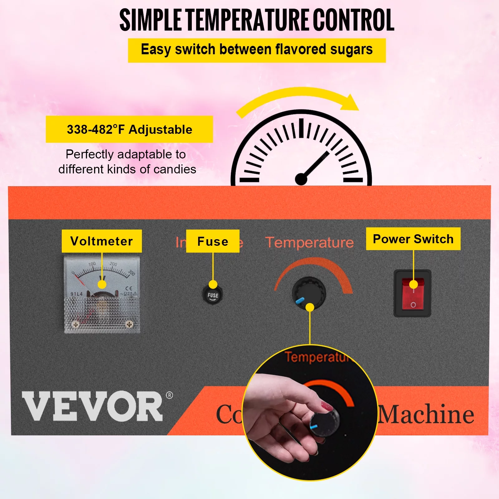 VEVOR 21" Commercial Cotton Candy Machine with Cart Pink Stainless Steel Electric Candy Floss Maker with Cart Perfect for Various Parties