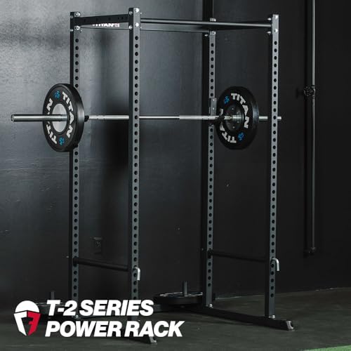 Titan Fitness T-2 Series Short Power Rack, Skinny Pull Up Bar, Pin and Pipe Safeties, Standard J-Hooks