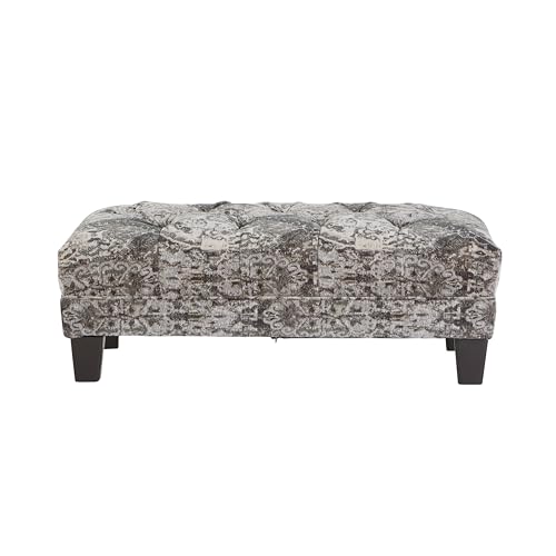 Roundhill Furniture Berliton Fabric Tufted Oversized Ottoman, Turkish Charcoal