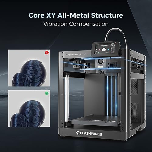 FLASHFORGE Adventurer 5M 3D Printer with Fully Auto Leveling, Max 600mm/s High Speed Printing, 280°C Direct Extruder with 3S Detachable Nozzle