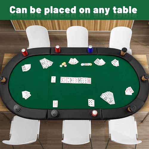 Leyndo 84" Tri Fold Folding Poker Padded Table Top with 10 Cupholders