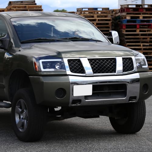 Fits 2004-2015 Nissan Armada Titan Upgraded Replacement Projector Headlights LED Switchback Sequential Turn Signals Assembly Pair | Black