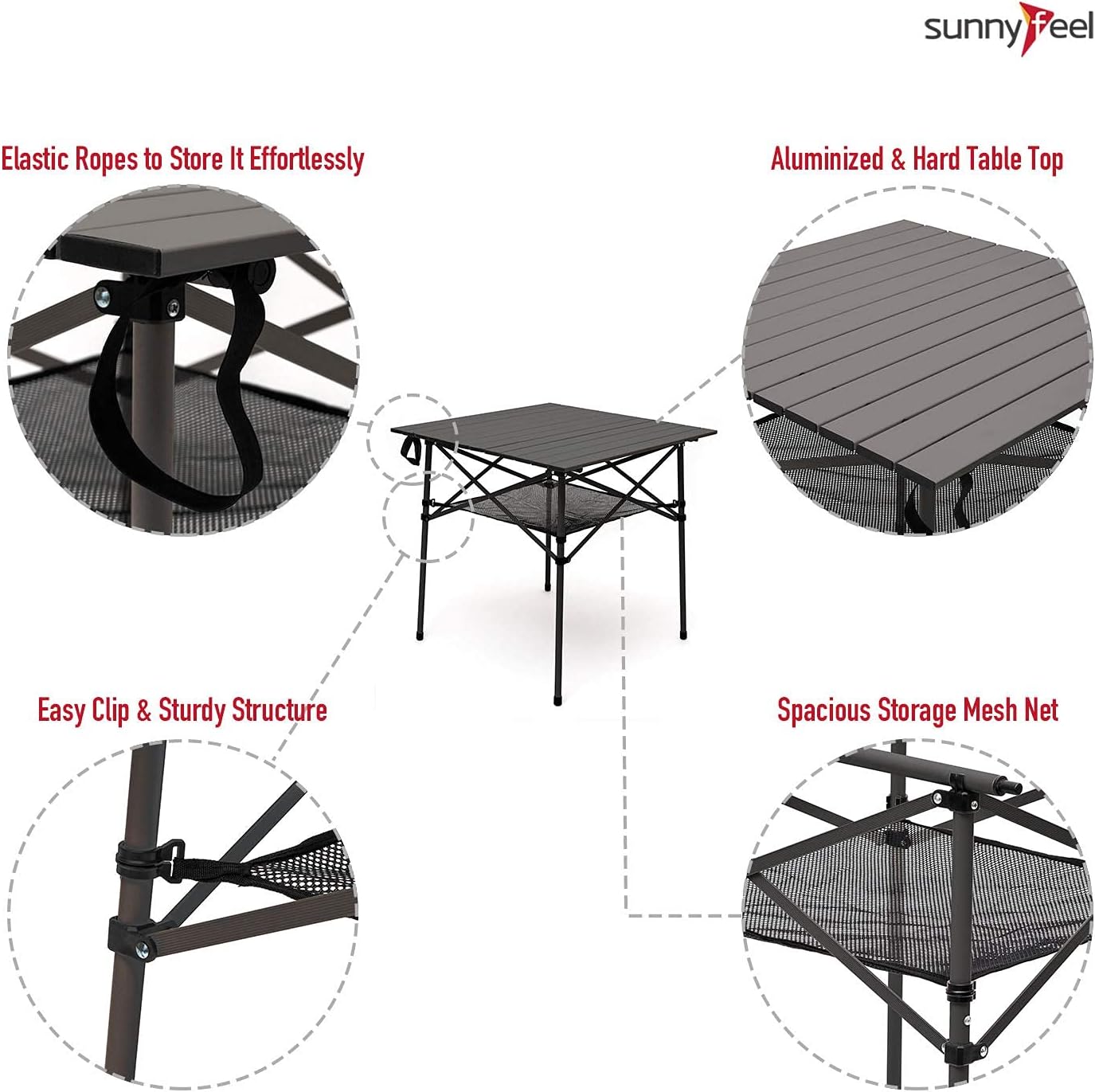 SUNNYFEEL Camping Directors Chair 2 Pack with Aluminum Outdoor Folding Table, Oversized Portable Folding Chair with Pocket for Beach, Fishing,Trip