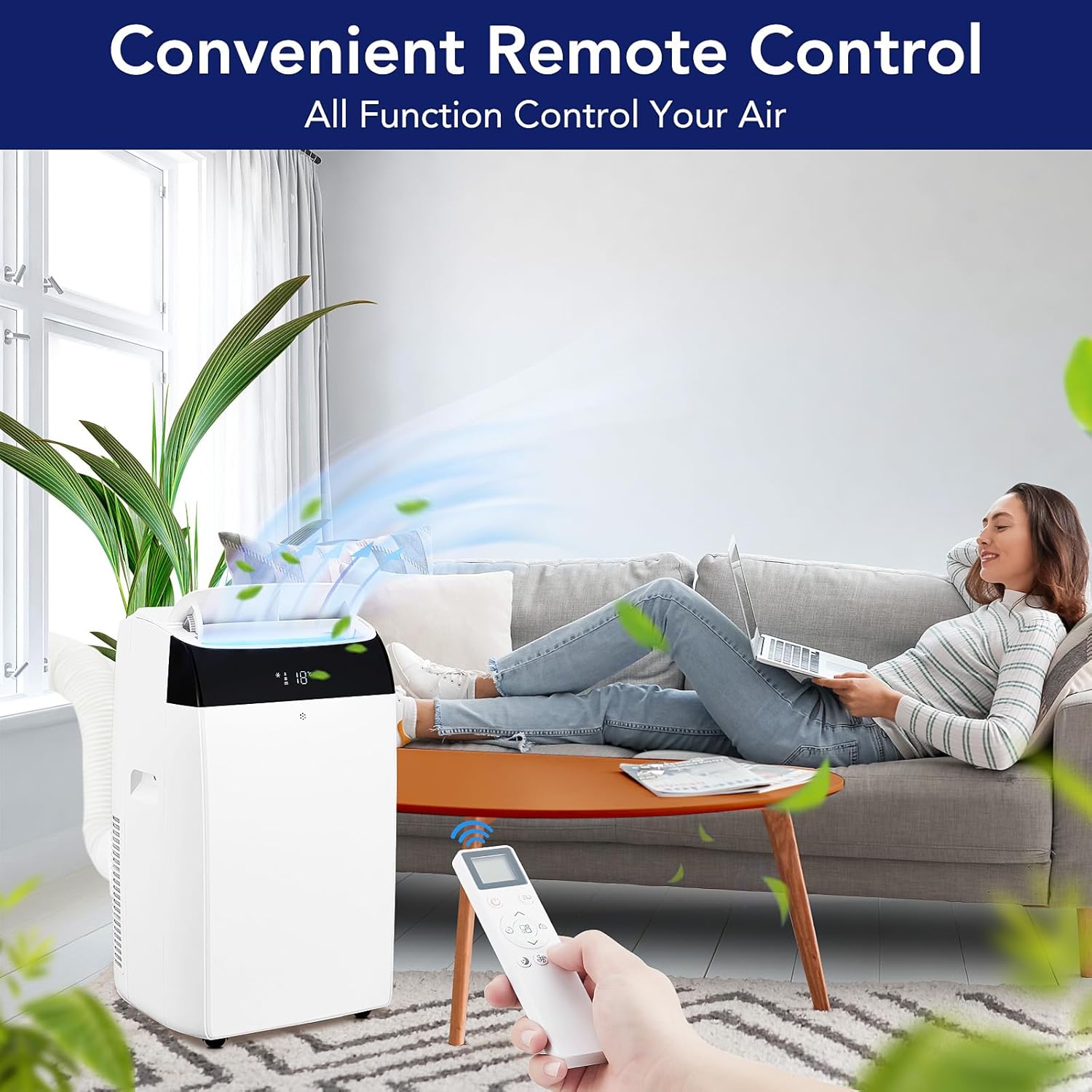 14,000 BTU Portable Air Conditioner, Powerful Cooling up to 750 Sq.Ft, 3-in-1 AC Unit with Dehumidifier & Fan Mode Efficient Energy Saving