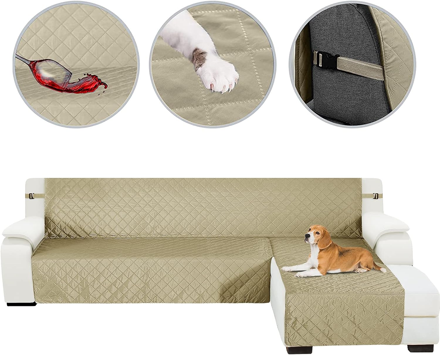 HDCAXKJ Sectional Couch Covers for Dogs 3-Pieces Water Resistant L Shape Sofa Cover Set Pet Friendly Sectional Slipcovers Living Room Non Slip