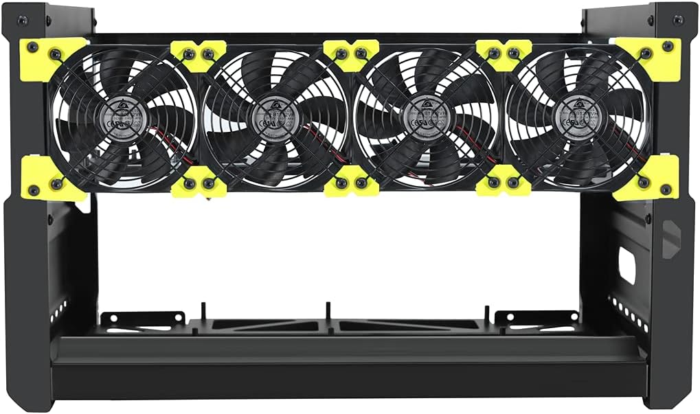 Mining Rig Frame, 6 GPU Aluminum Stackable Open Air Mining Case Computer Frame Miner Rig Case (T2 T3) (with Fans)