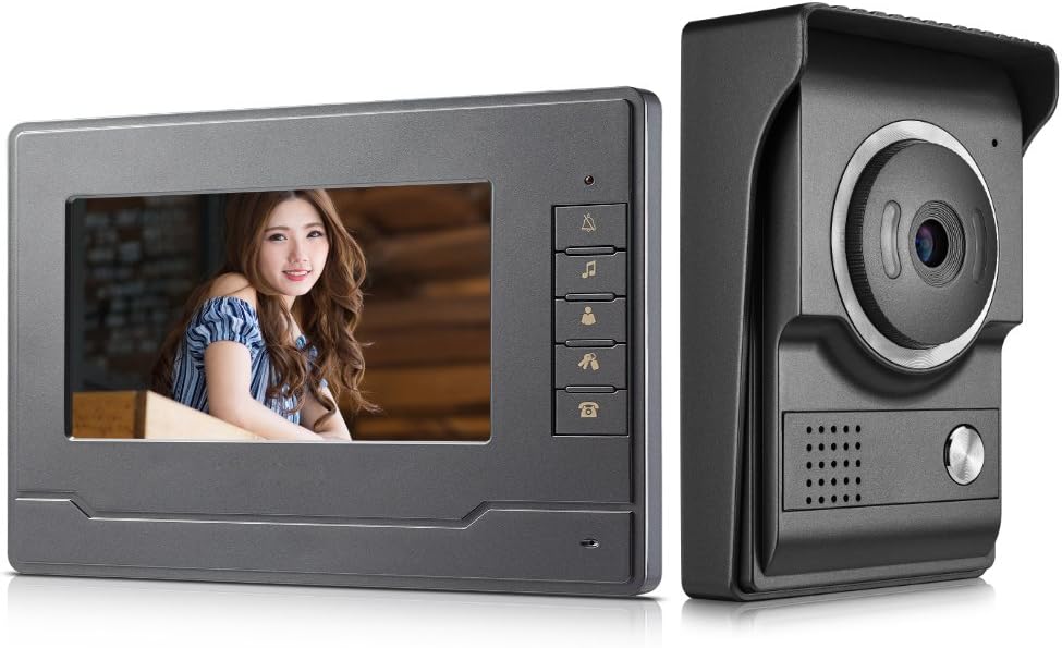 AMOCAM Video Intercom System, Wired 7 Inches Monitor Video doorphone Doorbell System,Video Door Phone HD Camera Kits Support Unlock, Monitoring