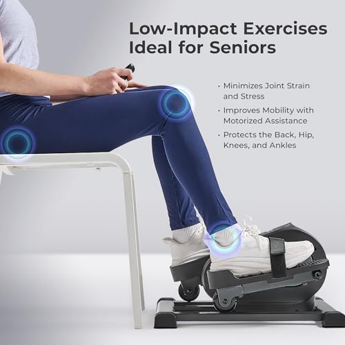 Sunny Health & Fitness Smart Mini Elliptical Trainer, Indoor Under-Desk Pedal Exerciser for Mobility & Cardio Workout, Free SunnyFit App Connection