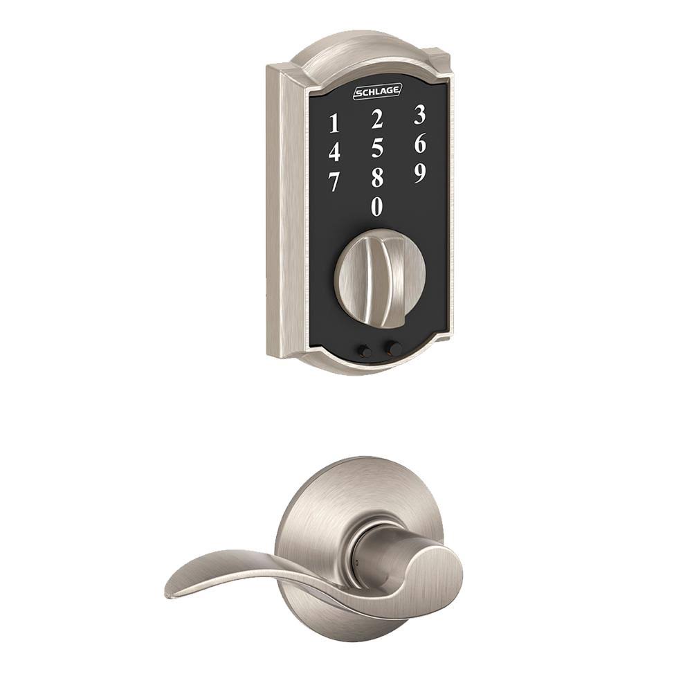 Schlage Camelot Satin Nickel Touch Electronic Door Lock Deadbolt and Accent Lever 48539