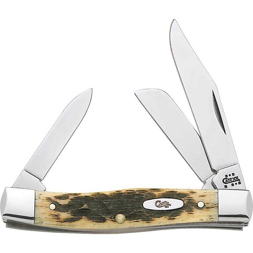 Case Pocket Knife Folding Medium Stockman Amber Bone 00079 - Sports Supplies Online Store