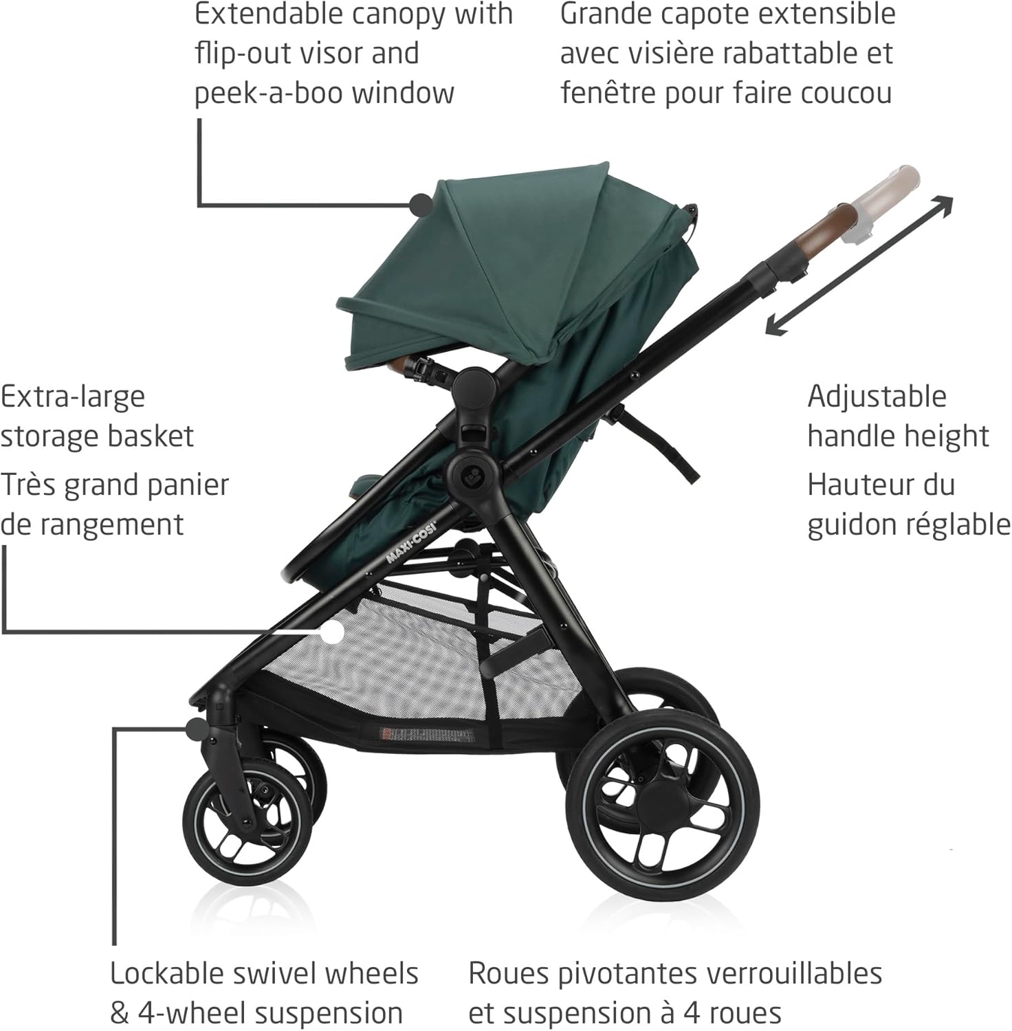 Maxi-Cosi New Generation Zelia Luxe 5-in-1 Modular Travel System, Carriage Mode, Reversible Toddler Seat, Mico Infant Car Seat (included)