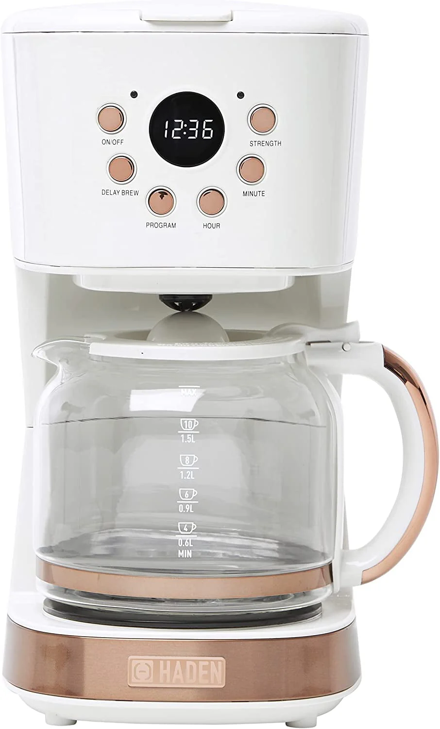 HADEN 75032 Heritage Innovative 12 Cup Capacity Programmable Vintage Retro Home Countertop Coffee Maker Machine with Glass Carafe  Turquoise Blue
