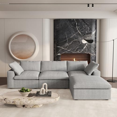 160.6" Cloud Couch Modular Sectional Sofa for Livingroom,Oversized Convertible Sofa with Storage Ottomans,6 Seat Wide Couches