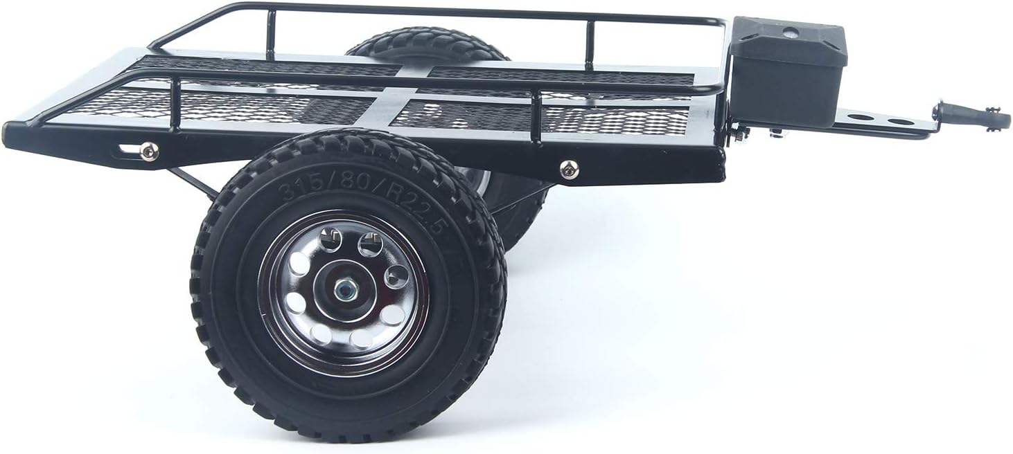 LCX Racing 1/10th RC Crawler Car Heavy Duty Metal Trailer RC Crawler Hooper Trail Cargo Carrier Metal Kit for Axial SCX10 SCX10 II TRX4 TRX6 Redcat