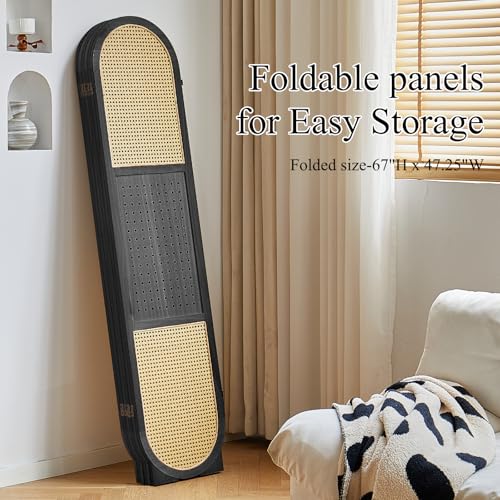 4 Panel Room Dividers and Folding Privacy Screens, 5.6Ft Wooden Pegboard Display, Privacy Dividers for Bedroom