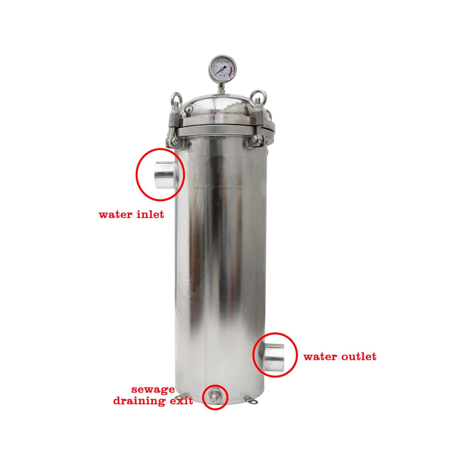 #1 Bag Filter Housing 304 Stainless Steel Convex Cover Flat Bottom Bag Filter