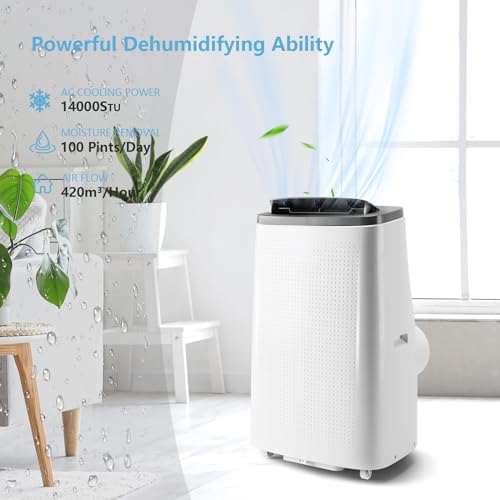 14000 BTU Portable Air Conditioner, Air Conditioners 3-in-1 Compact Fast Cooling Indoor AC Unit