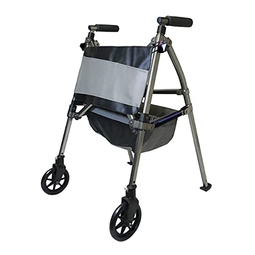 Elite Travel Walker Short, Junior Lightweight Folding Rolling Walker with Swivel Wheels for Adults, Seniors, and Elderly, Petite Walker