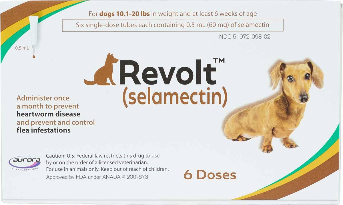 Revolt (selamectin) Topical for Dogs 10.1 - 20 lbs, 6 Month Supply