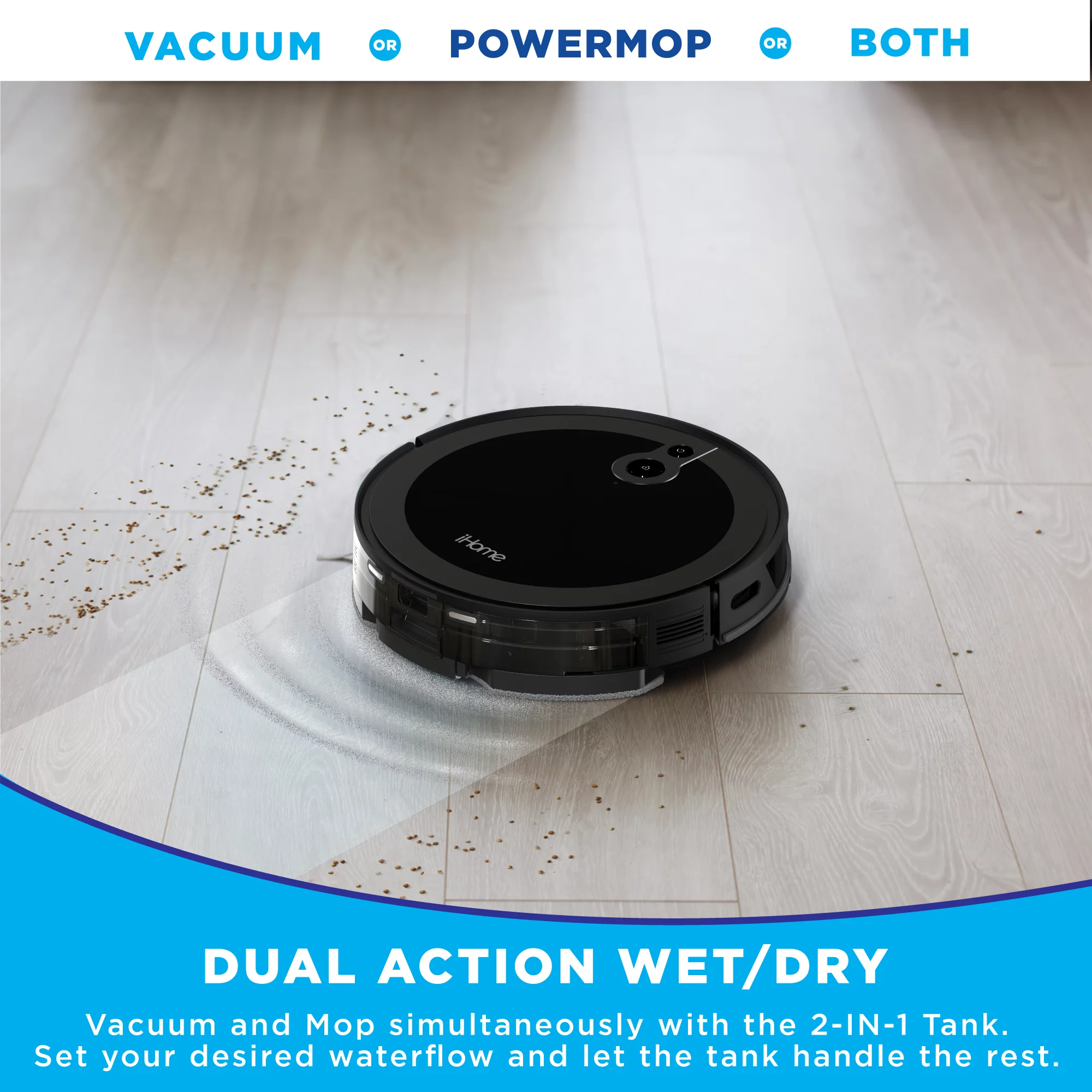 iHome AutoVac Luna Pro New 3-in-1 Robot Vacuum and Vibrating Mop with Auto Empty Base