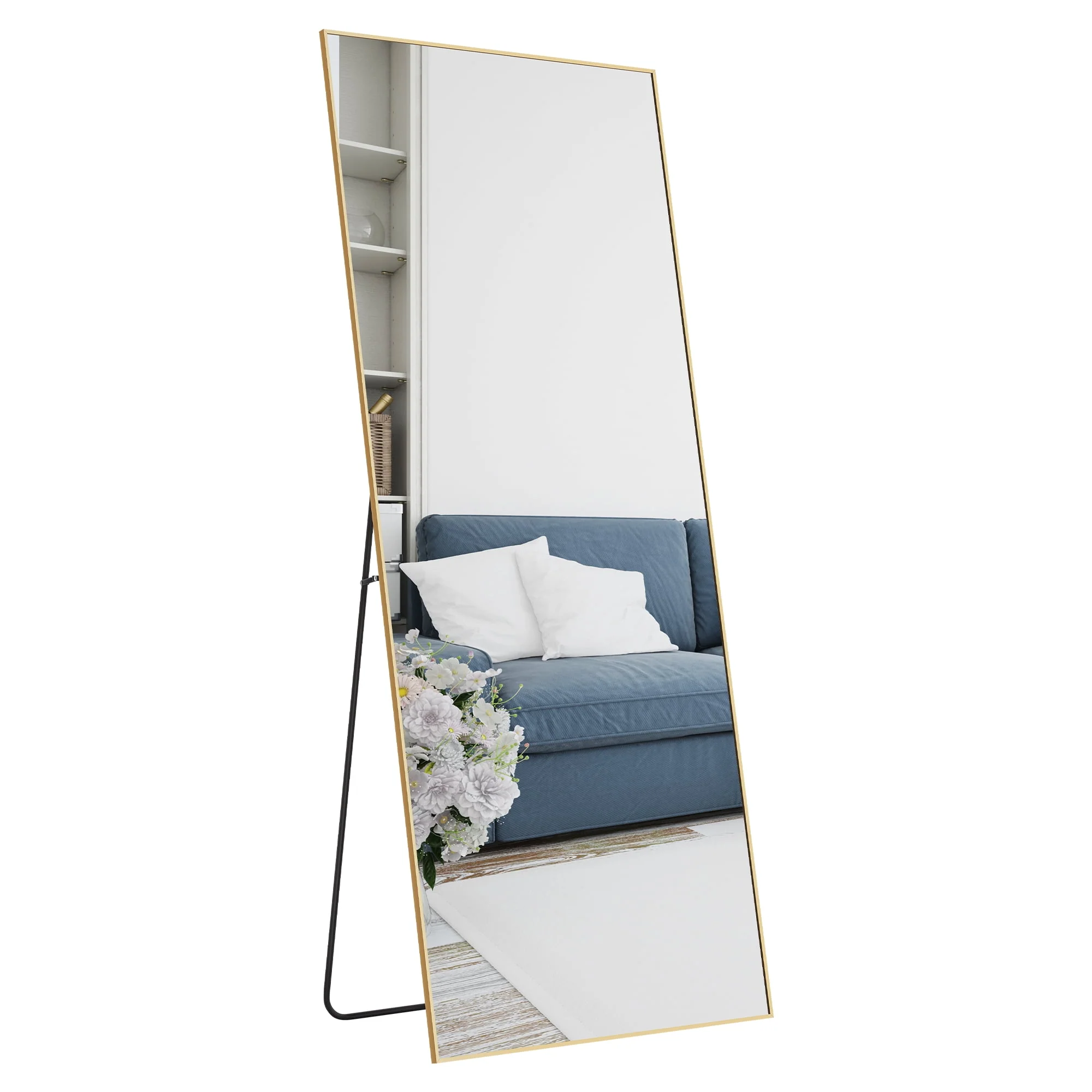EDX Full Length Mirror 64x21 Full Body Mirror Rectangle Free Standing Wall Mounted Leaning Hanging Floor Mirrors, Black