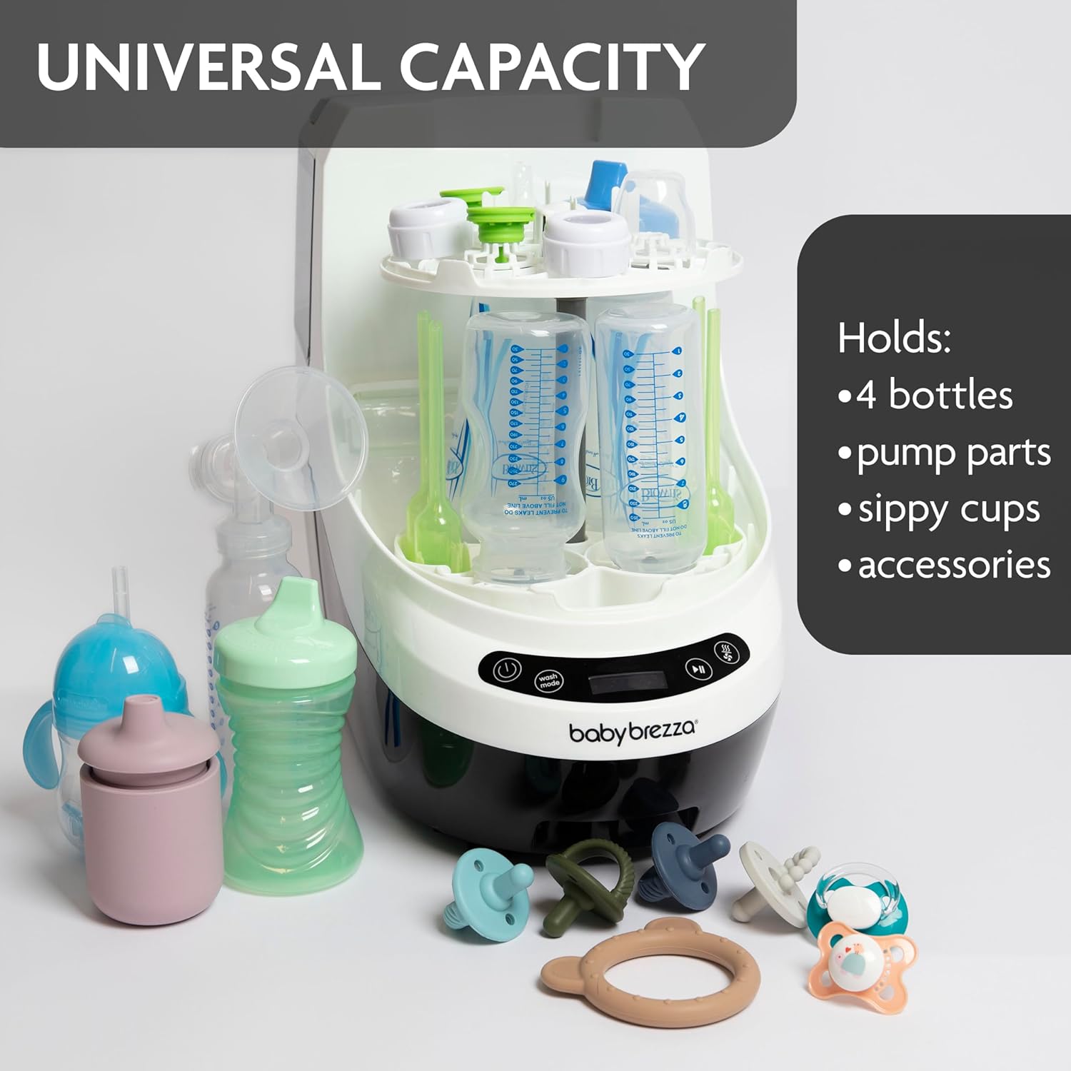 Baby Brezza Bottle Washer Pro - Baby Bottle Washer, Sterilizer + Dryer - All in One Machine Cleans Bottles, Pump Parts, & Sippy Cups