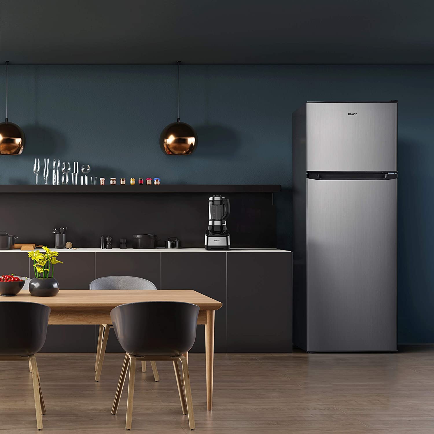 Galanz 12 Cu Ft Top Freezer Refrigerator, Frost Free, Stainless Look