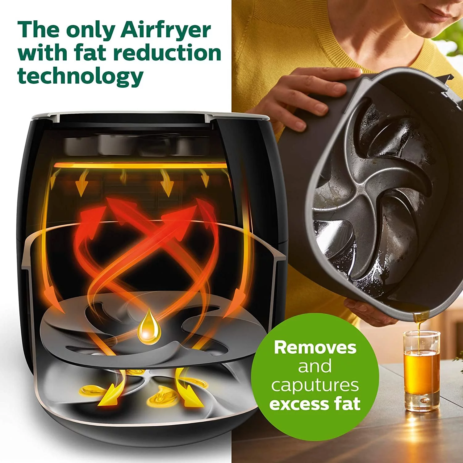 philips twin turbostar technology xxl airfryer with fat reducer, analog interface, 3lb/4qt, black - hd9630/98
