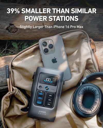 Anker SOLIX C200 DC Power Bank Station and 60W Solar Panel, 192Wh Portable Power Station, LiFePO4 Battery, 200W Solar Generator, for Outdoor, Camping