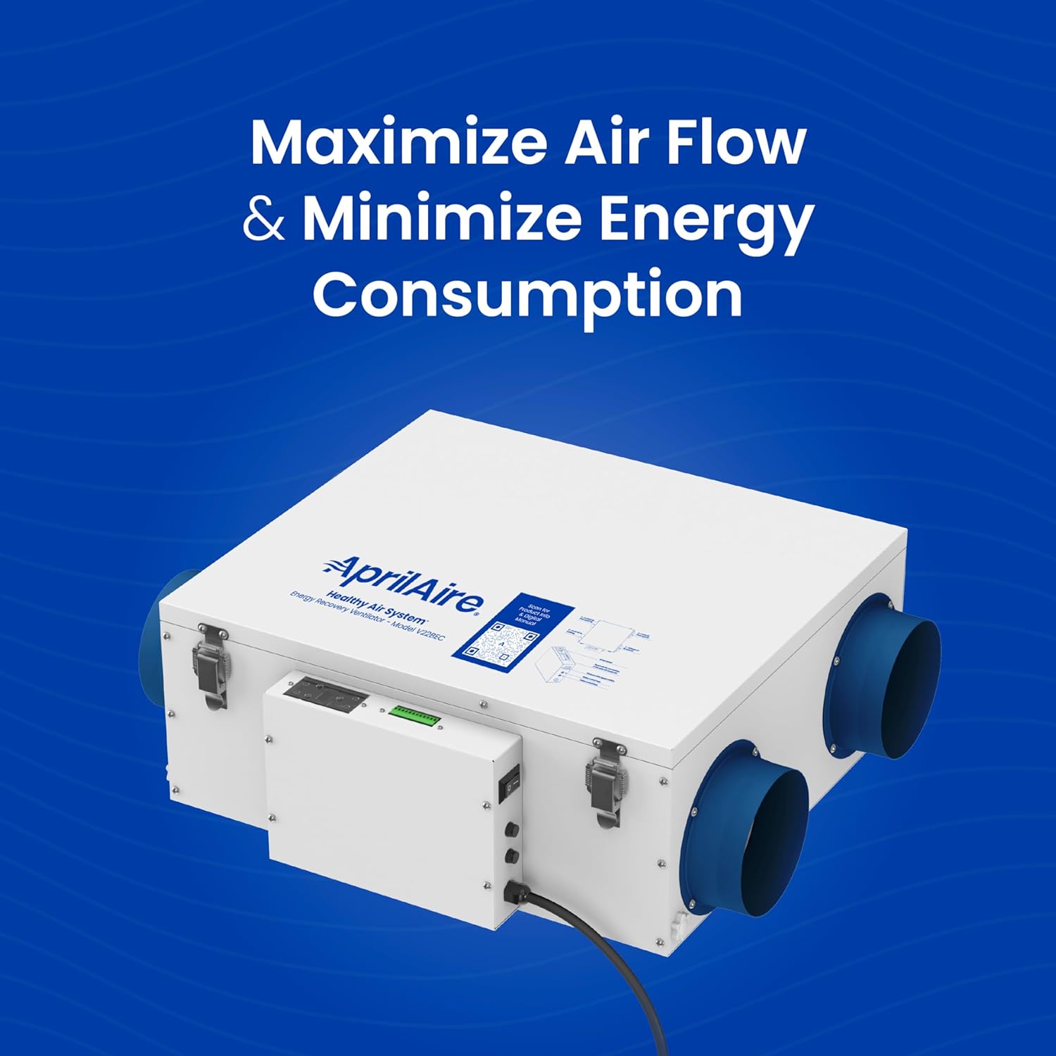Aprilaire V22BEC Energy Recovery Ventilator With Easy-Install Bracket, 1.45 CFM/Watt for Homes up to 6,000 Sq Ft - Smart Home Appliances