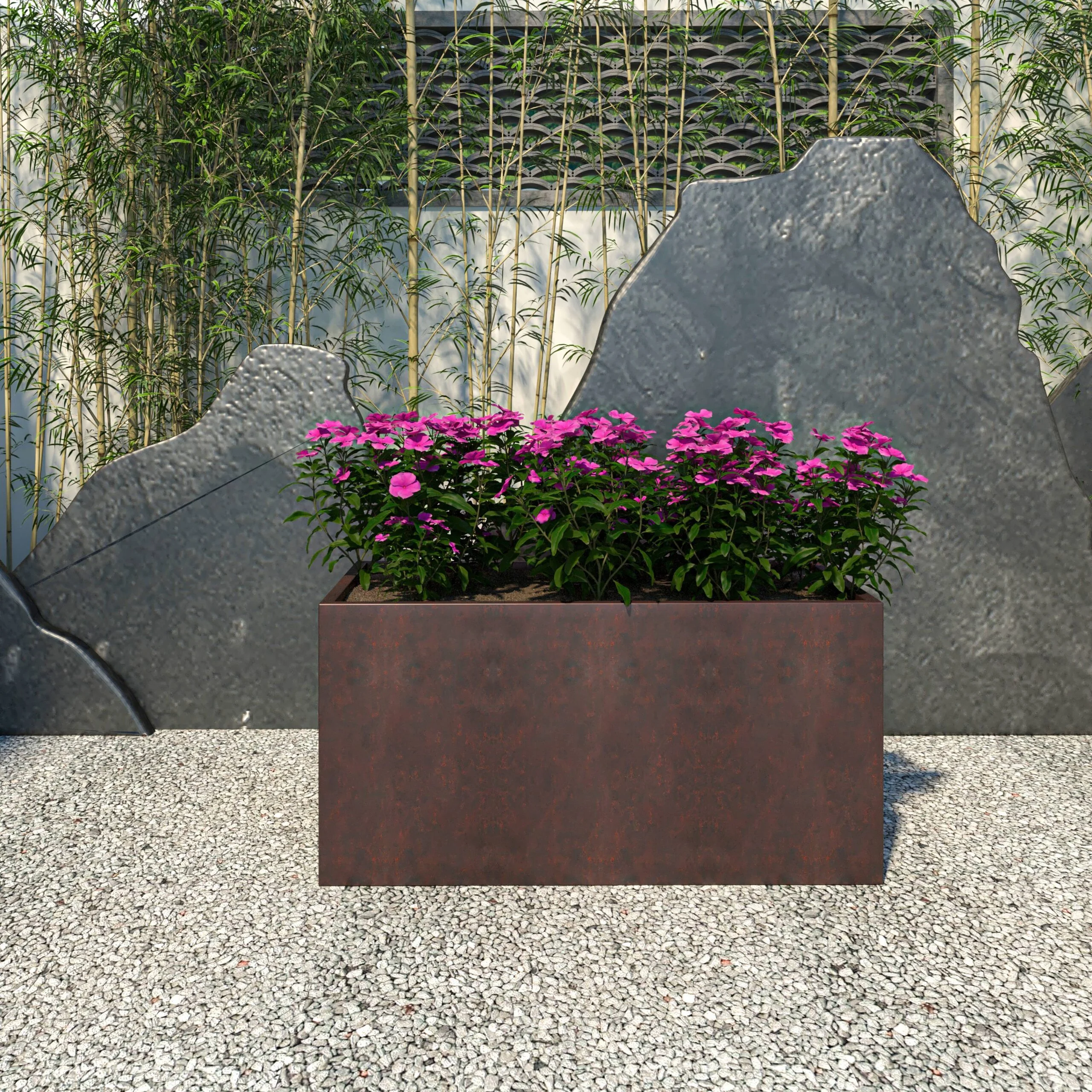 LeisureMod Bloom Fiberstone and MGO Clay Planter, Mid-Century Modern Rectangular Planter for Indoor and Outdoor Use (Brown, 16")