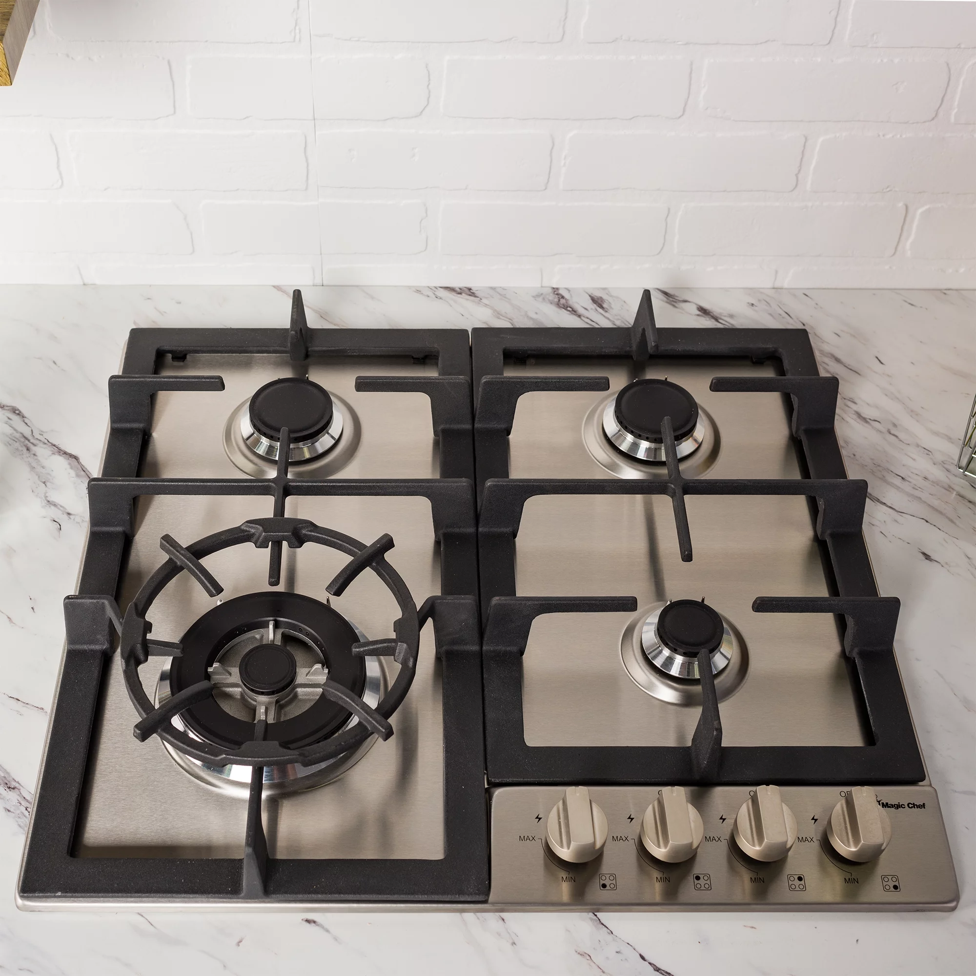 Magic Chef 24 Inch Gas Cooktop with 4 Burners, Stainless Steel