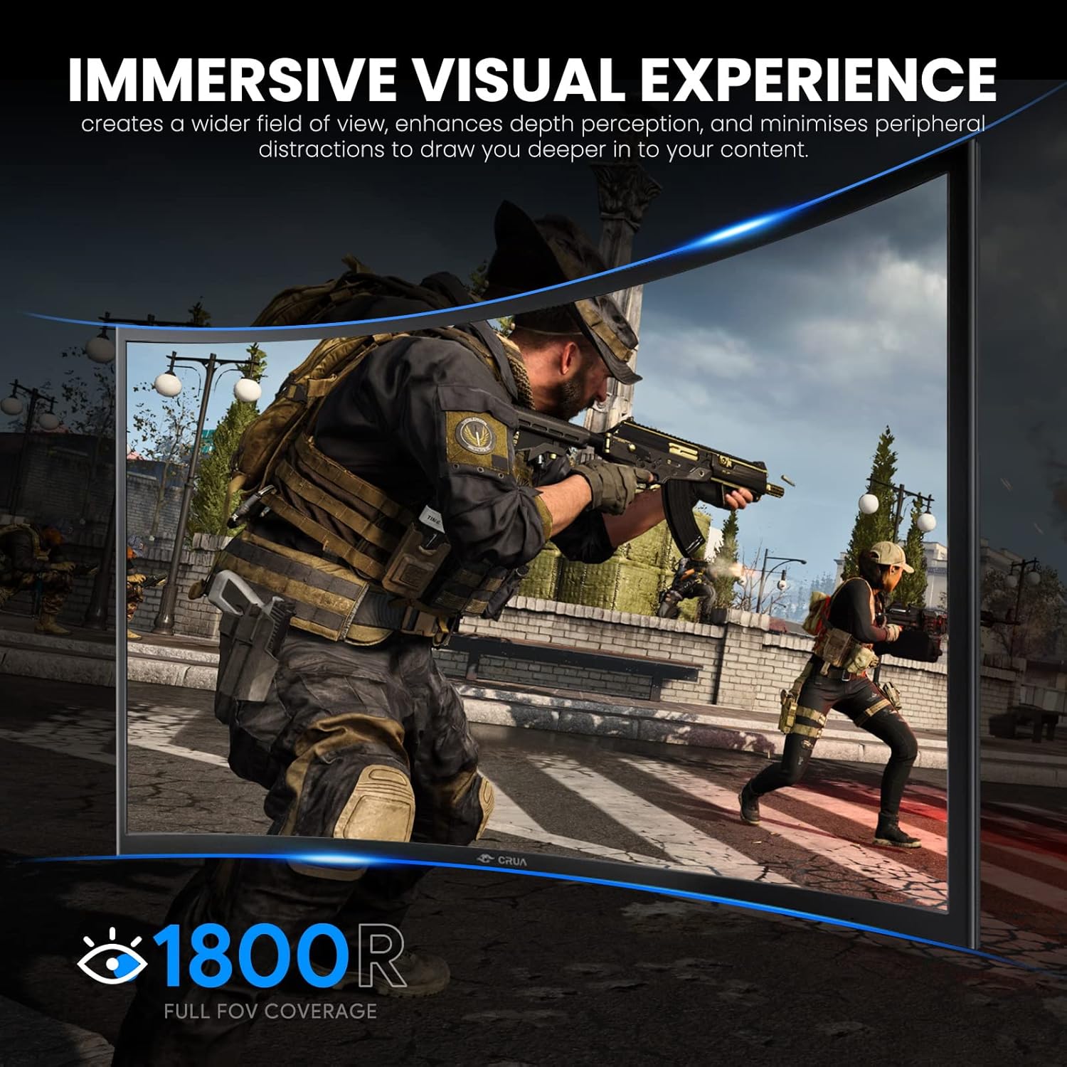 CRUA 32 inch 165Hz Ultrawide Monitor, Curved Gaming Monitor, PC Monitor FHD 1080P Monitor, 1800R Display, 1ms GTG, Freesync and Low Motion Blur