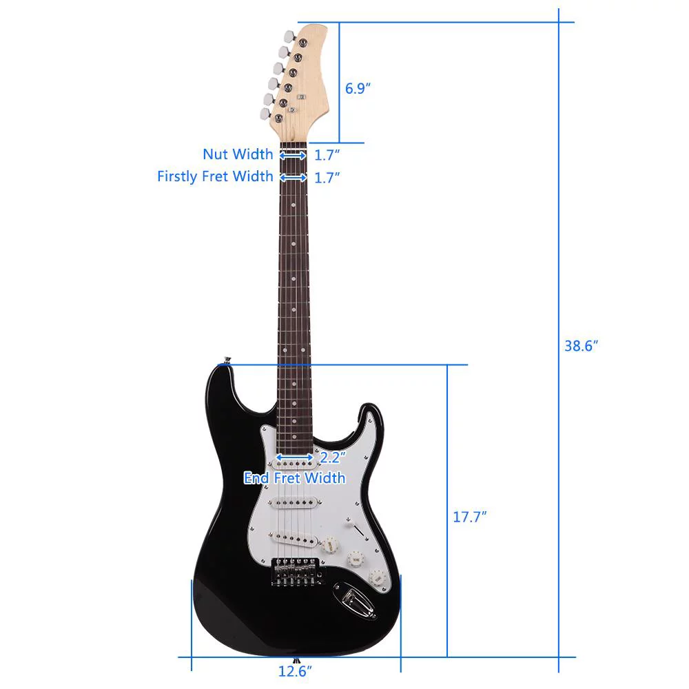 Ktaxon Rose Wood Fingerboard Electric Guitar with Guitar Bag for Beginner, Black - Curated Treasures Market