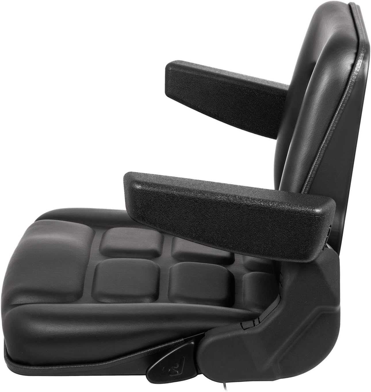 Bestauto Universal Fold Down Forklift Seat with Retractable Safety Belt, Armrest,Adjustable Seat for Excavator, Forklift, Tractor, Skid Loader