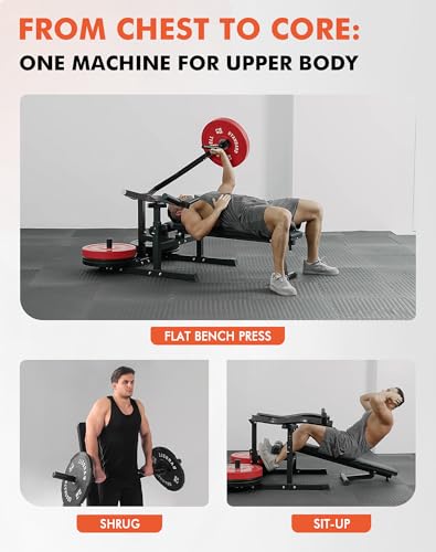 GMWD Chest Press Machine, 1050LBS Bench Press Machine with Independent Converging Arms, Adjustable Flat Incline Bench for Chest, AB Workouts