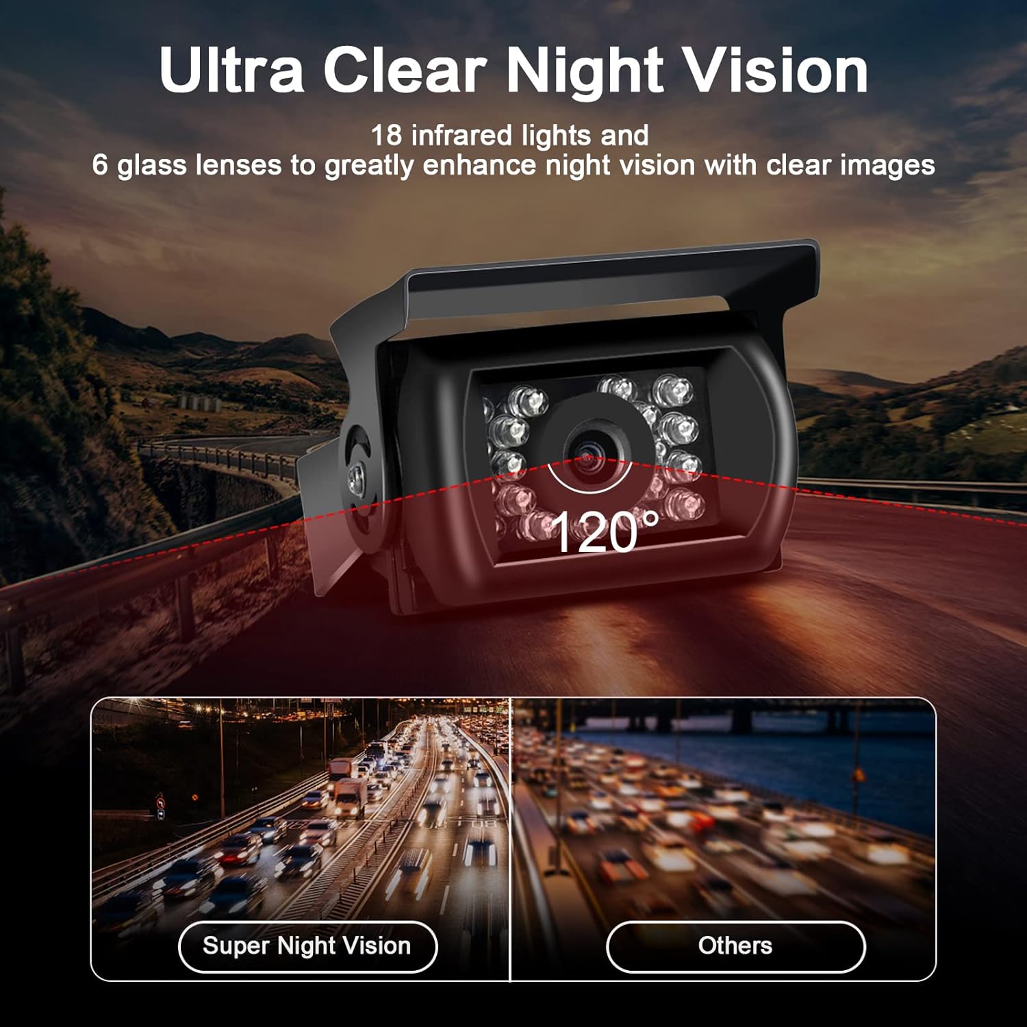 CDSPY RV Backup Camera HD with 7 Inch Monitor Kit 18 IR LED Rear View Camera Super Night Vision Reverse Wired Back Up Camera System for